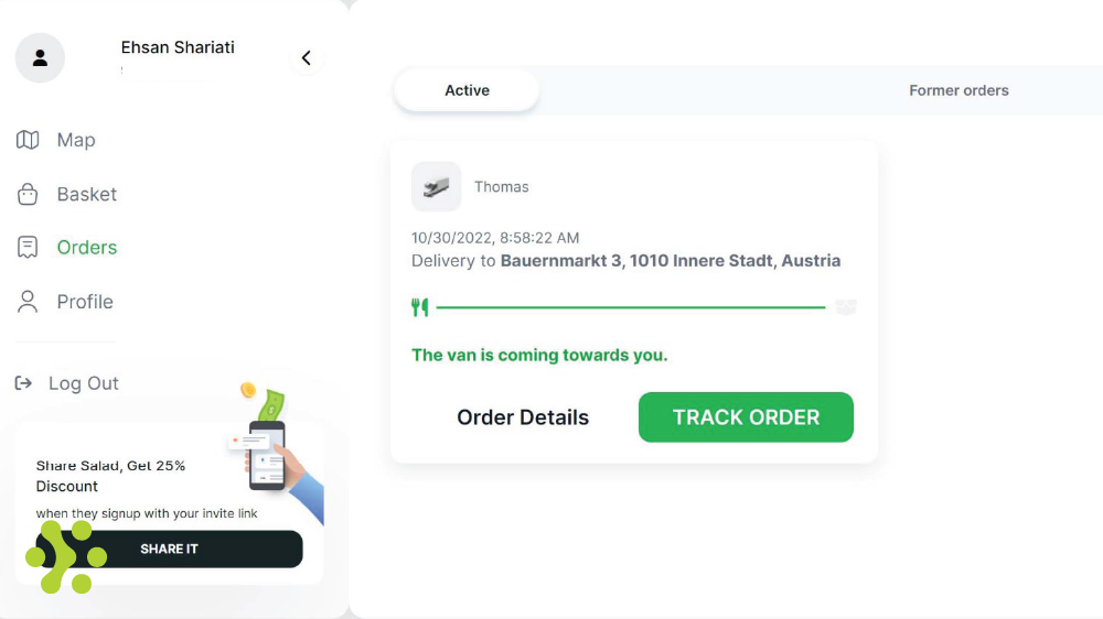 جزئیات سفارش در وب اپلیکیشن سالاد بورس